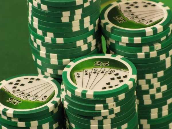 Stacks of green chips