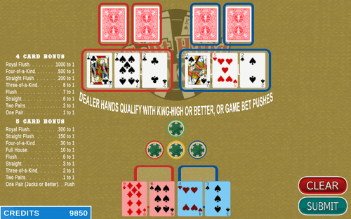 Screenshot of gameplay for Split Hand Poker