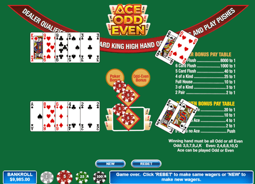 Screenshot of gameplay for Ace Odd Even