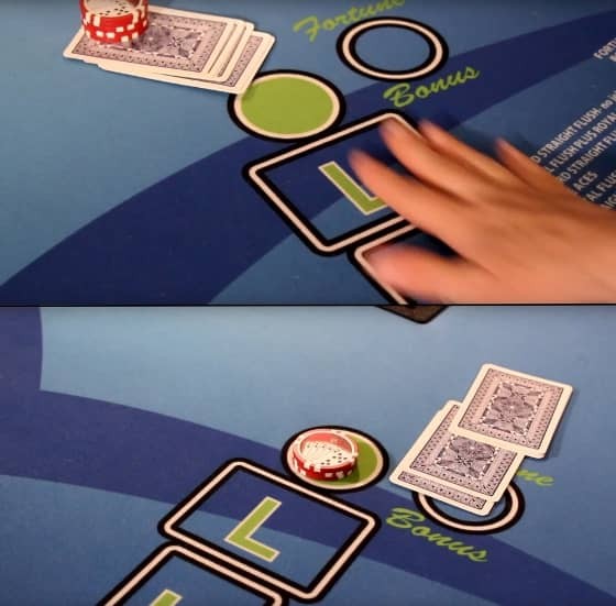 The player folds their hand by pusheing your cards under the bet and towards the dealer or by tossing the cards towards the dealer