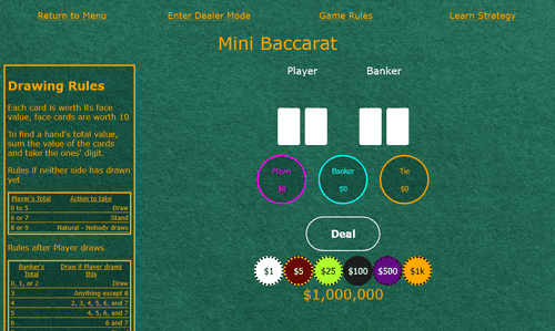 Free online practice for Mini Baccarat