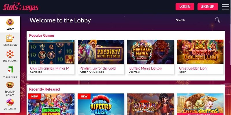 Slots of Vegas Homepage