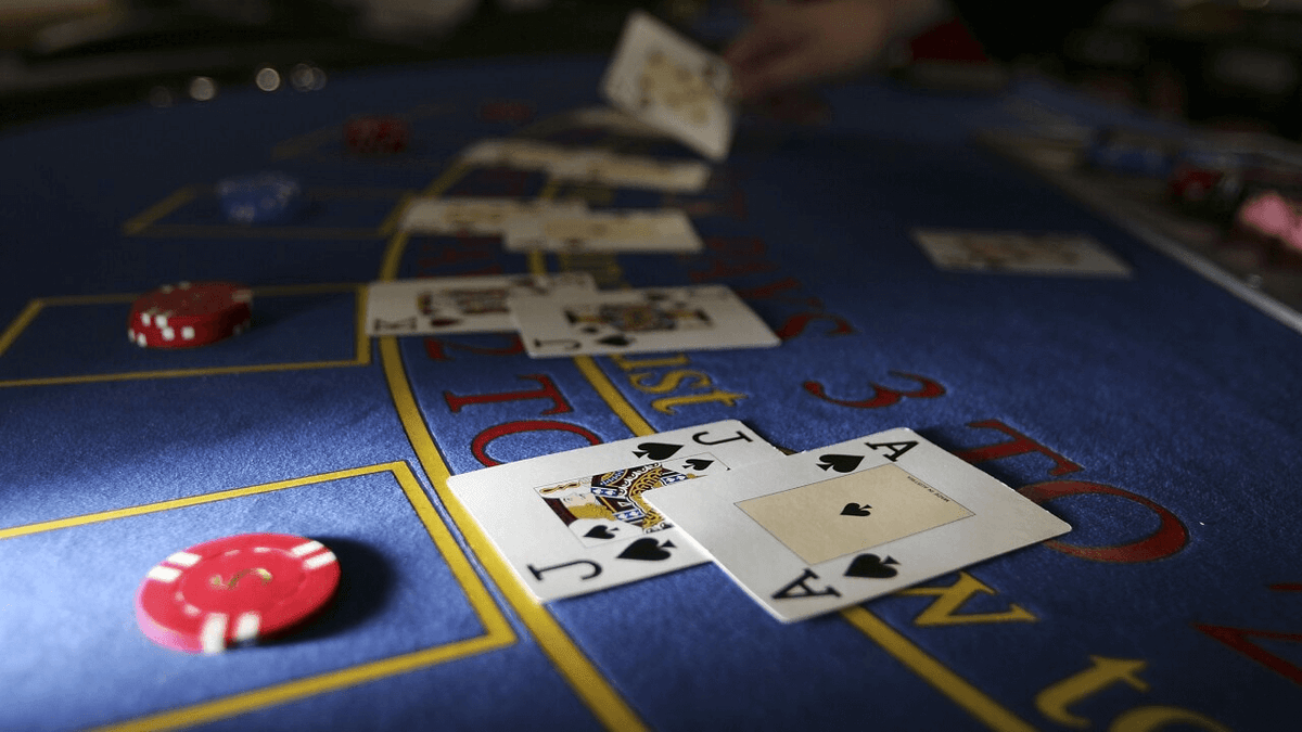 cards on a blue table