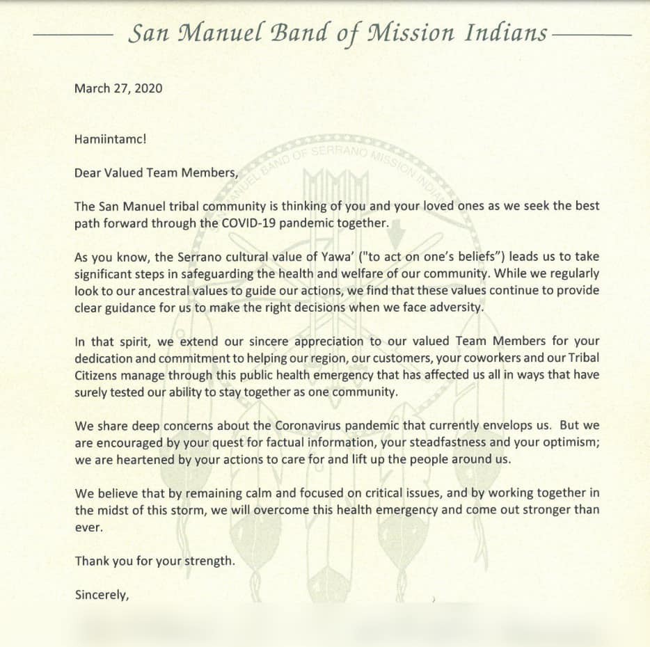 San Manuel Letter