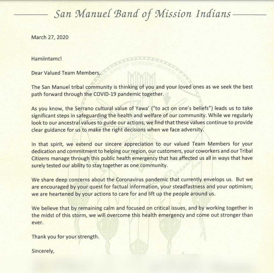 San Manuel Letter